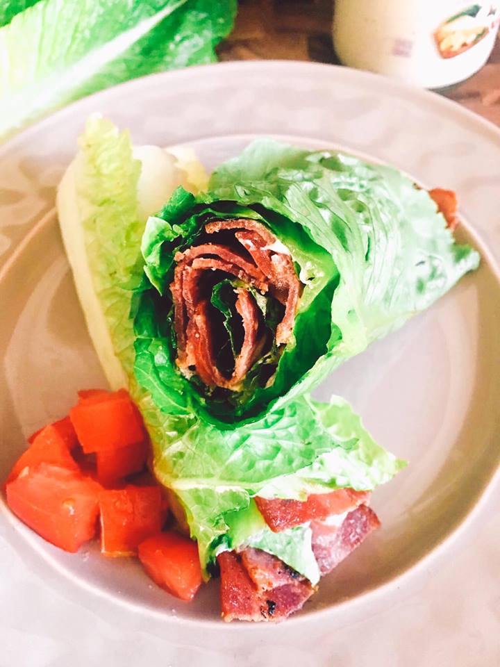 A low-carb spin on a classic sandwich. These BLT Caesar Wraps are easy to make and a perfect healthy snack or lunch. | Three Olives Branch
