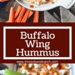 Long pin of Buffalo Wing Hummus with title