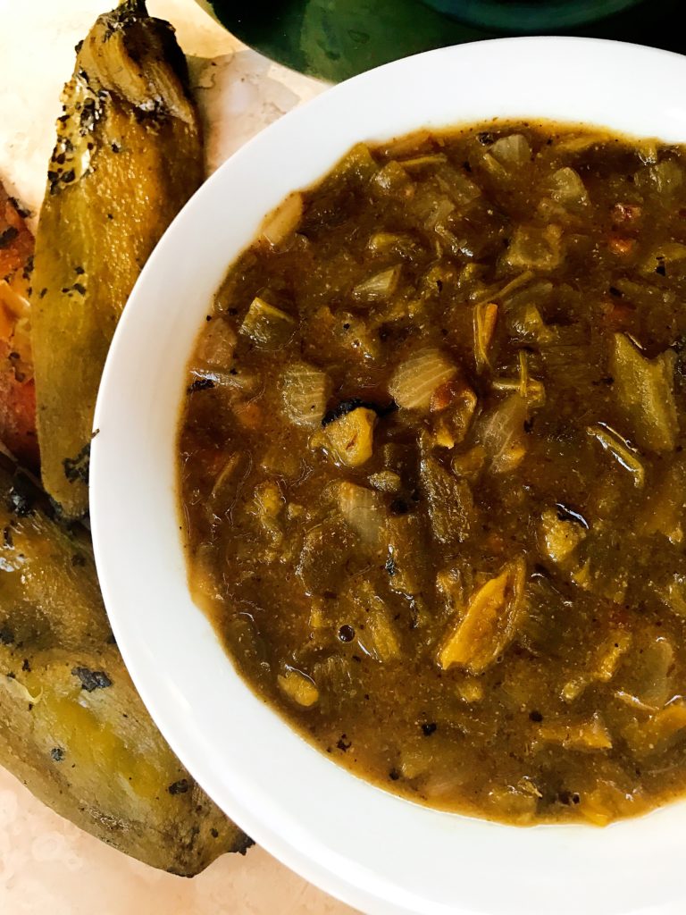 A vegetarian twist on a classic fall dish! Perfect for football season. Fresh Hatch peppers are best for this green chili but you can use the canned version as well.