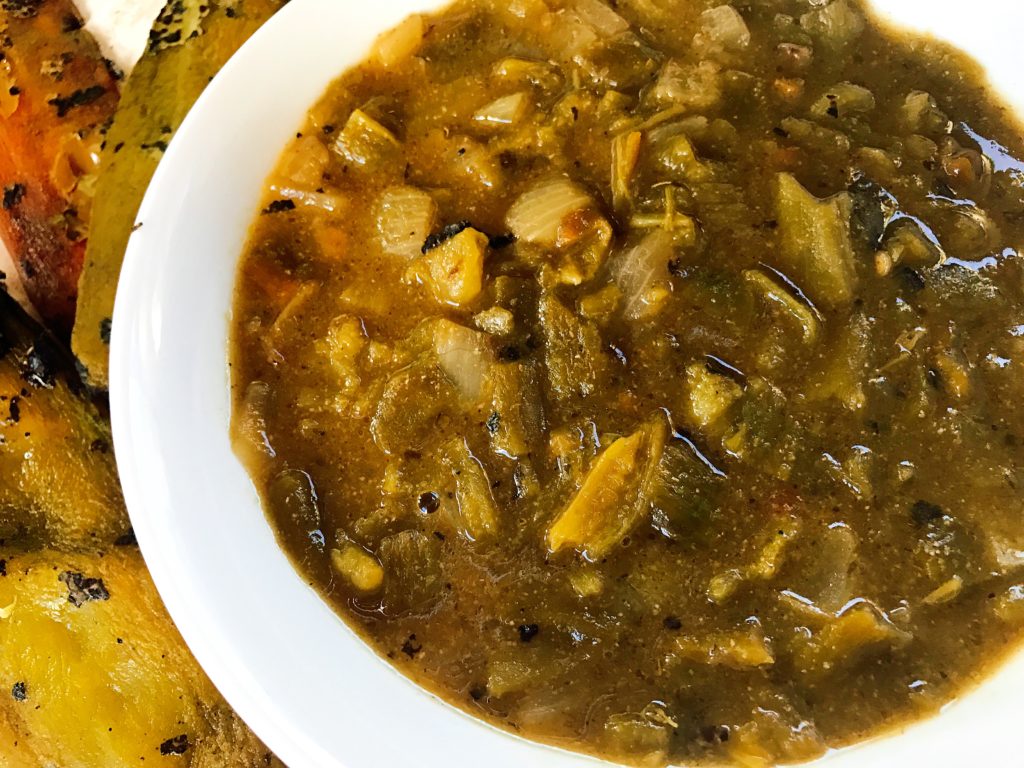 A vegetarian twist on a classic fall dish! Perfect for football season. Fresh Hatch peppers are best for this green chili but you can use the canned version as well.