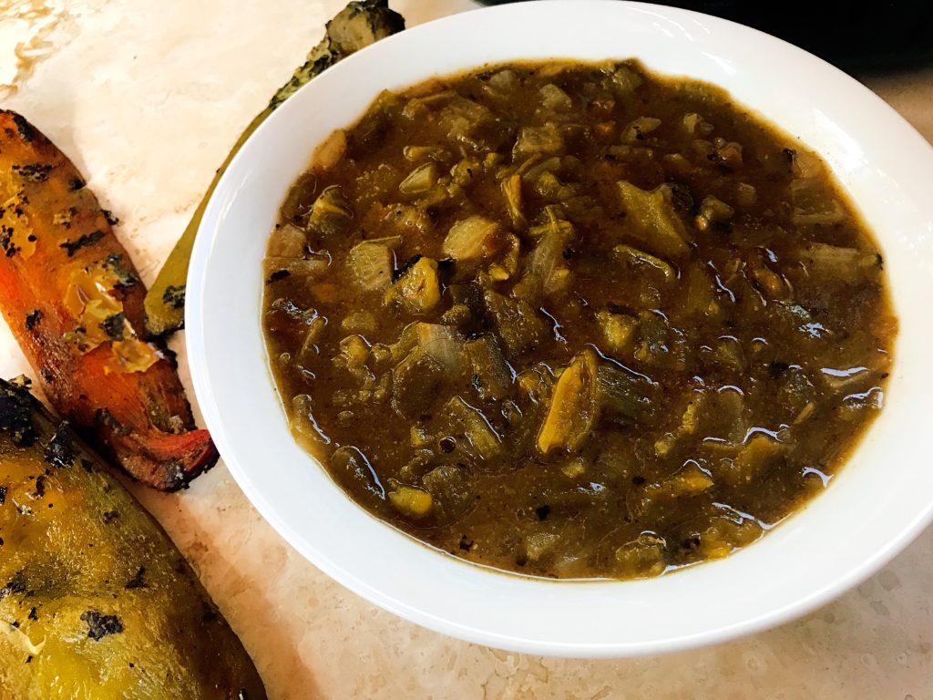 A vegetarian twist on a classic fall dish! Perfect for football season. Fresh Hatch peppers are best for this green chili but you can use the canned version as well.