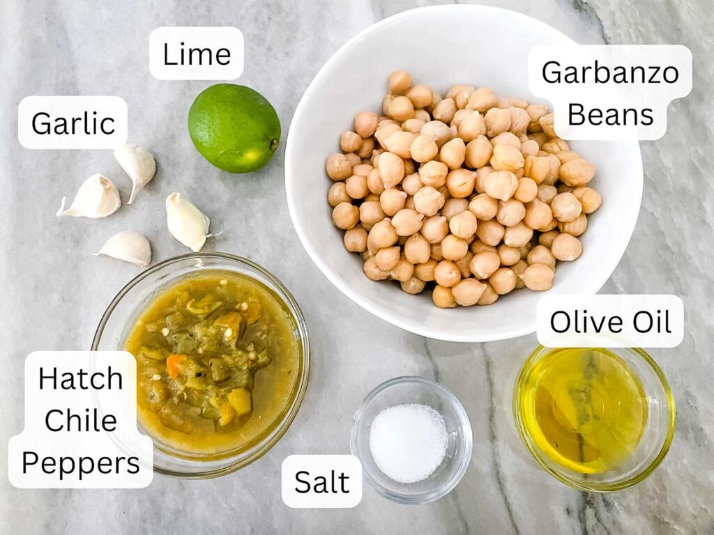 The various ingredients on a light counter with labels