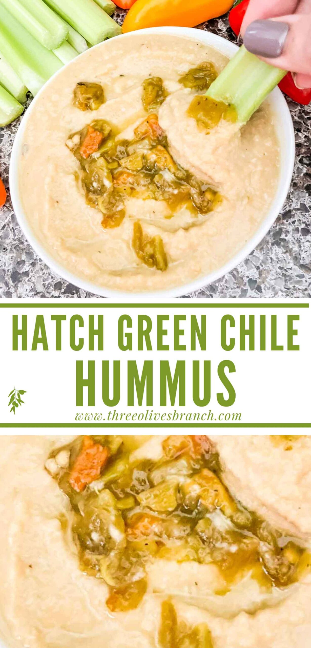 Roasted Hatch Green Chile Hummus Three Olives Branch