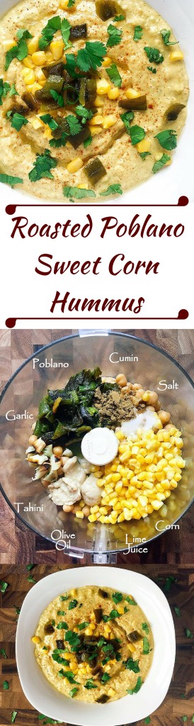 Don't buy hummus when it is so easy to make your own! Ready in just a few minutes, this hummus combines the smoky flavor of roasted Poblano peppers with sweet corn and lime juice to bring a Mexican twist to traditional hummus. | Three Olives Branch