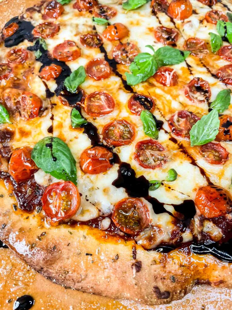 Oregano Pizza Crust used in a Caprese Pizza