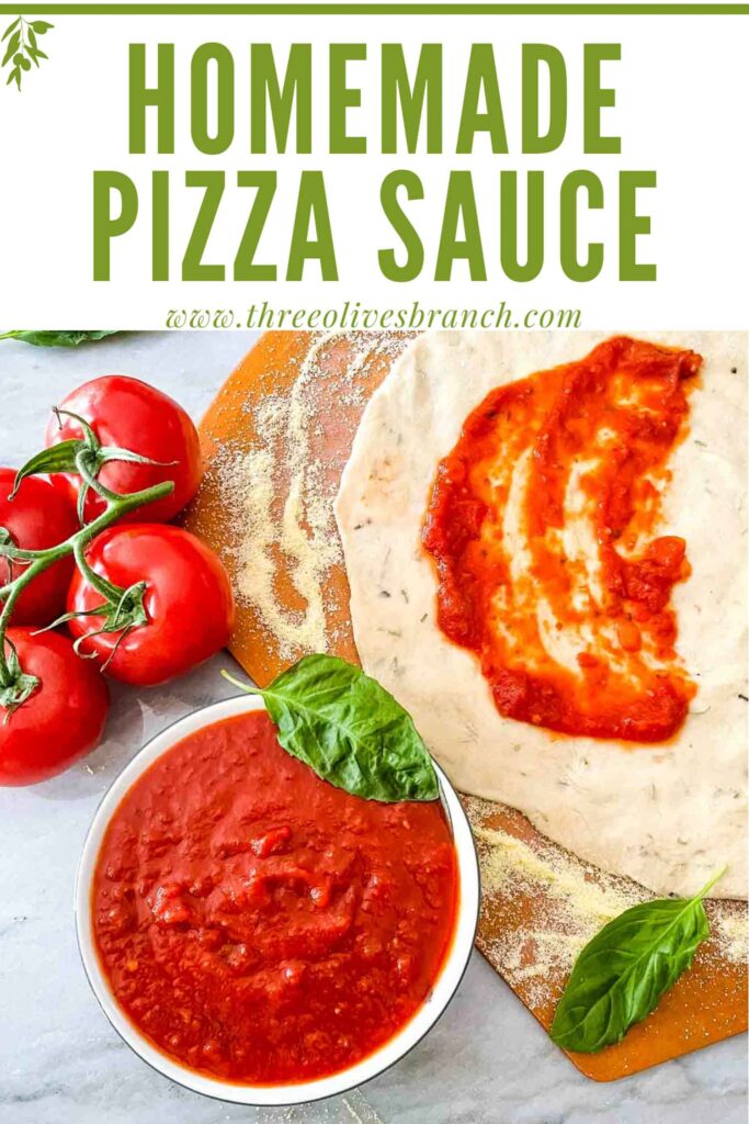 Pin of Homemade Pizza Sauce with title at top