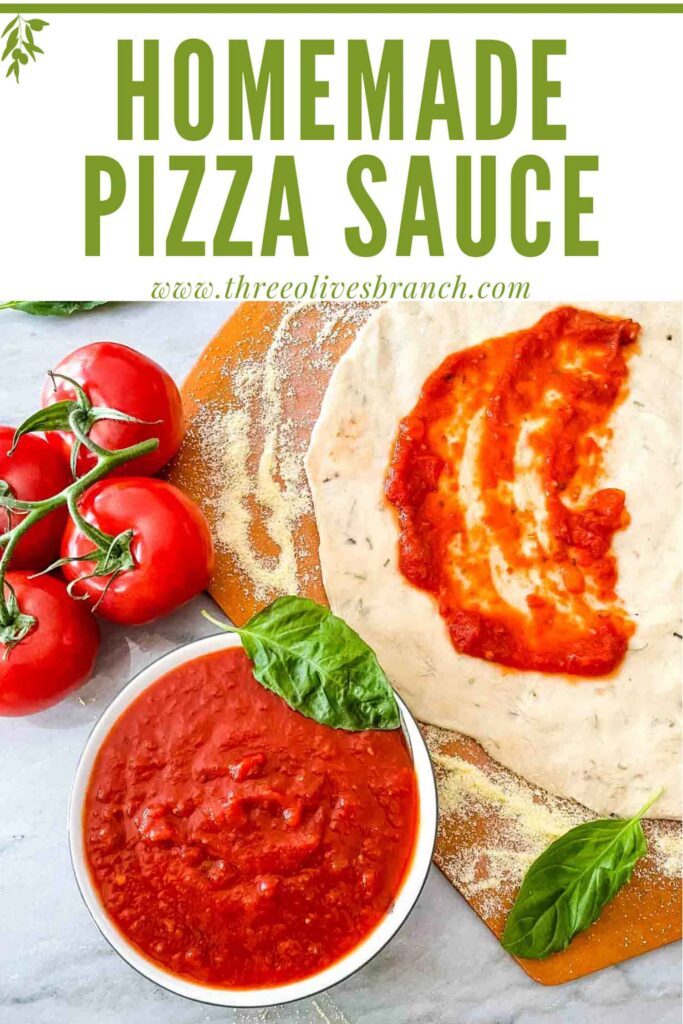 Pin of Homemade Pizza Sauce with title at top