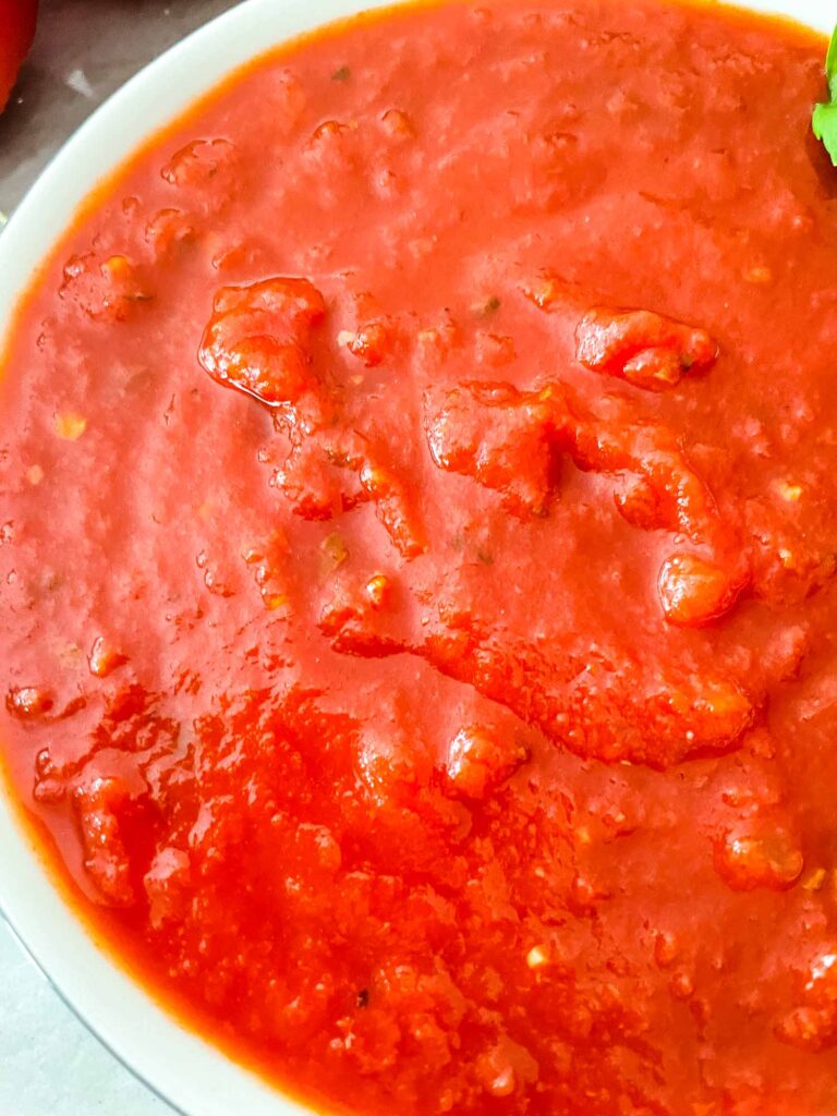 Close up of Homemade Pizza Sauce in a bowl