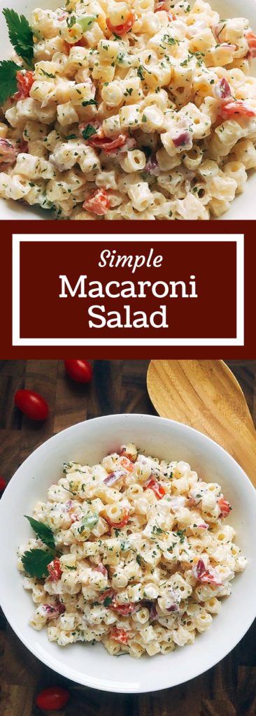 This Simple Macaroni Salad is simple to make a a crowd pleaser! A perfect side for your summer BBQ | Three Olives Branch