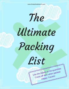 The Ultimate Packing List - Take the stress out of packing knowing that you have a list to ensure you are packing everything you need. | Three Olives Branch