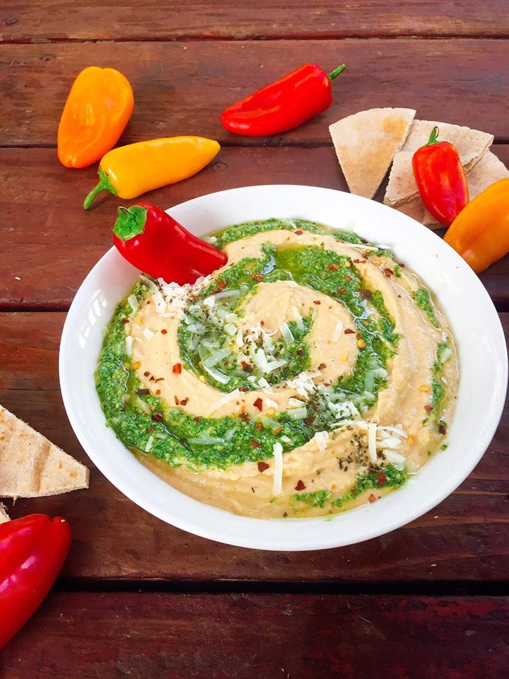 This hummus is a fun twist on the traditional dip. Great as an appetizer, snack, or even a spread! Fast and easy to make. A healthy option that is packed full of protein. Vegetarian. | Three Olives Branch