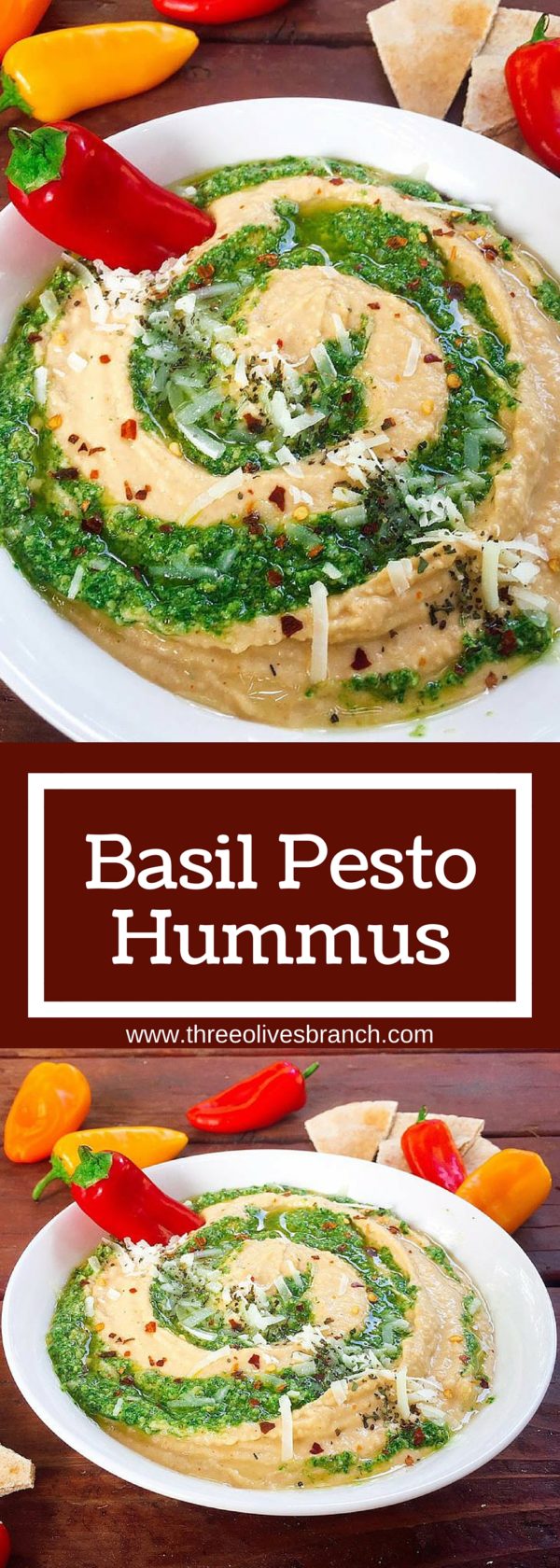 Basil Pesto Hummus Three Olives Branch