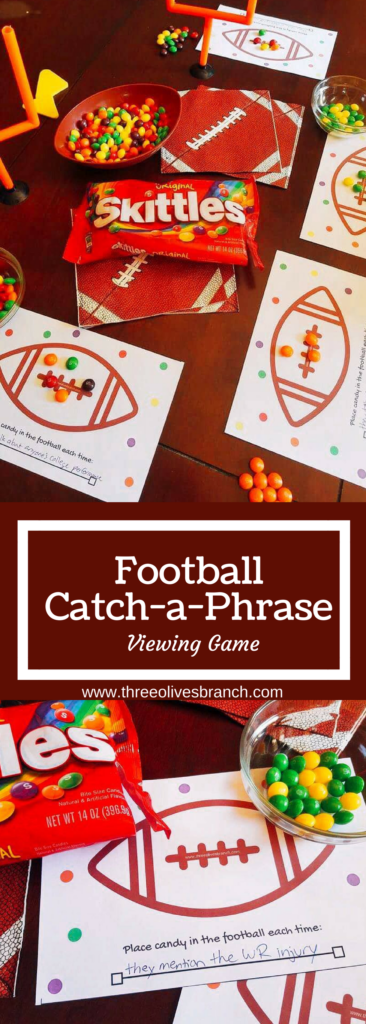 A fun homegating football game! Pick a phrase or event during the game to keep track of with @Skittles as your playing pieces and see who wins! FREE Printable on site! #ad #CallAnEatible #SkittlesHomegating