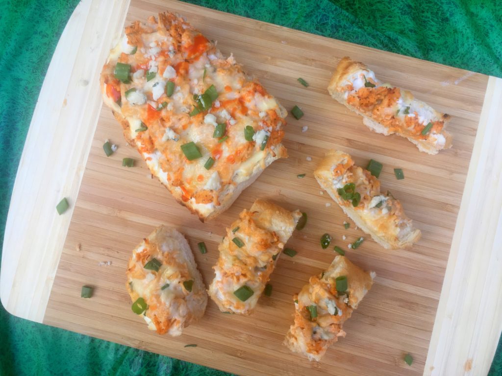 All the traditional flavors of buffalo wings in a cheesy bread! Easy and fast to prepare. Perfect for watching the big game!