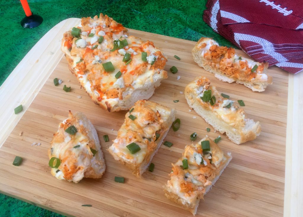 All the traditional flavors of buffalo wings in a cheesy bread! Easy and fast to prepare. Perfect for watching the big game!