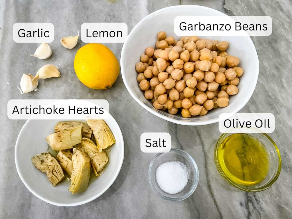 All ingredients sitting on a counter and labeled