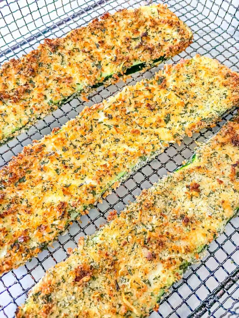 The Three Cheese Zucchini Parmesan after being cooked and before the sauces and cheeses are added