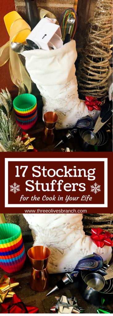 Looking for some gift ideas for the cook in your life this holiday season? These 17 Stocking Stuffers for the Cook in Your Life are a perfect list to find something special for your loved one. Great present ideas for Kwanza, Christmas, Hanukkah, and more | Three Olives Branch | www.threeolivesbranch.com