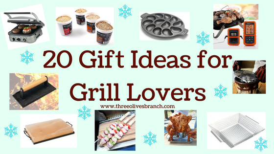 A perfect gift list for the grill lover in your life! Great for Dad, husband, men, and women. Present for Christmas, Hanukkah, birthdays, or any other gift giving holiday! | 20 Gift Ideas for Grill Lovers | Three Olives Branch | www.threeolivesbranch.com
