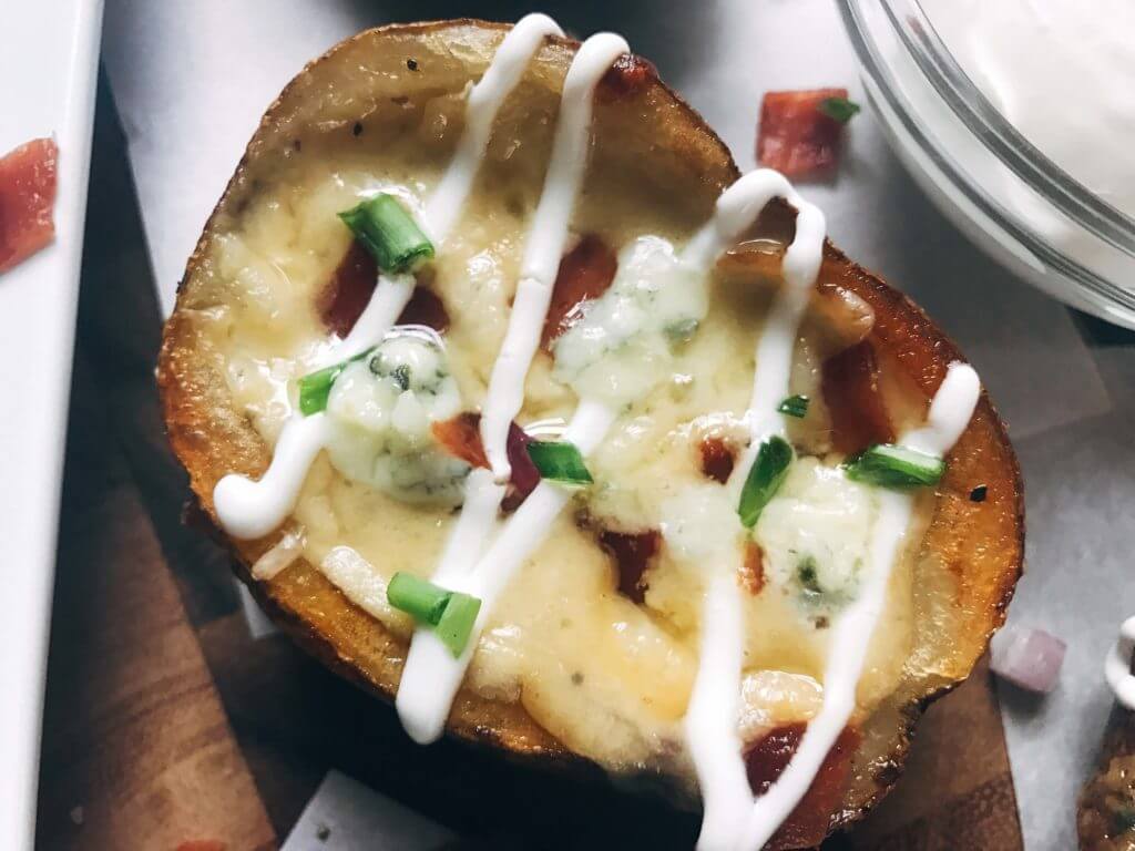 A single potato skin close up