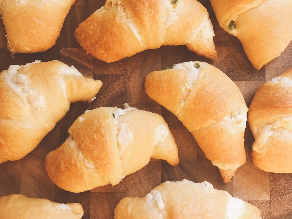 Jalapeno Popper Crescent Rolls on a board