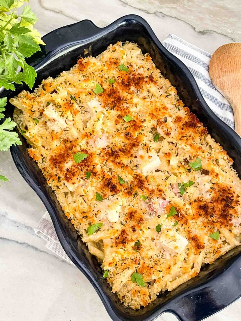 The Chicken Cordon Bleu Casserole after baking