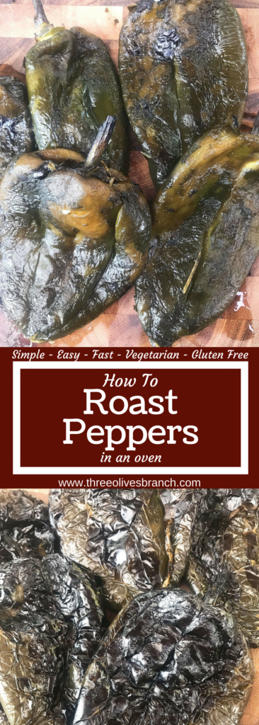 Learn how to roast peppers for your favorite recipes! Roasting brings out a depth of flavor that enhances your dish. A quick and simple technique. Works with any type of pepper like poblanos, jalapenos, and more. Vegetarian, vegan, gluten free (GF), paelo. How To Roast Peppers | Three Olives Branch | www.threeolivesbranch.com