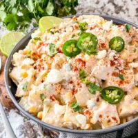 The potato salad in a bowl for serving