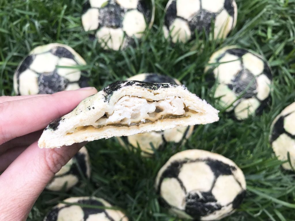 Soccer ball empanadas recipe perfect for the World Cup! Roasted poblano peppers, cheese, and Modelo marinated chicken are stuffed inside these Mexican empanadas. Msg 4 21+ Soccer Ball Chicken Chile Relleno Empanadas | Three Olives Branch | www.threeolivesbranch.com #CelebratorySips #ModeloSummer #ad #SoFabFood 
