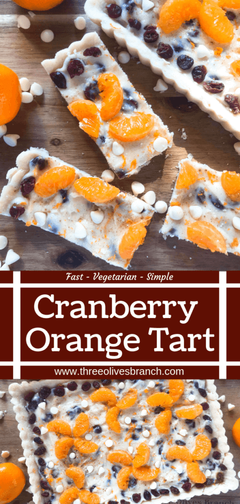 A fast and easy dessert recipe ready in just 30 minutes. Cranberry Orange Tart has a soft cookie shell with a cream cheese filling mixed with dried cranberries, orange zest, and white chocolate chips. #christmasdessert #holidayrecipes #holidaybaking #fruittart