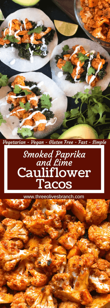 Simple and easy roasted cauliflower taco recipe seasoned with smoked paprika, lime, and Mazola corn oil. Vegetarian, vegan, and gluten free (gf). Fresh and simple Mexican recipe. Smoked Paprika and Lime Cauliflower Tacos #tacotuesday #mexicanrecipes #MakeItMazola #simpleswap #ad