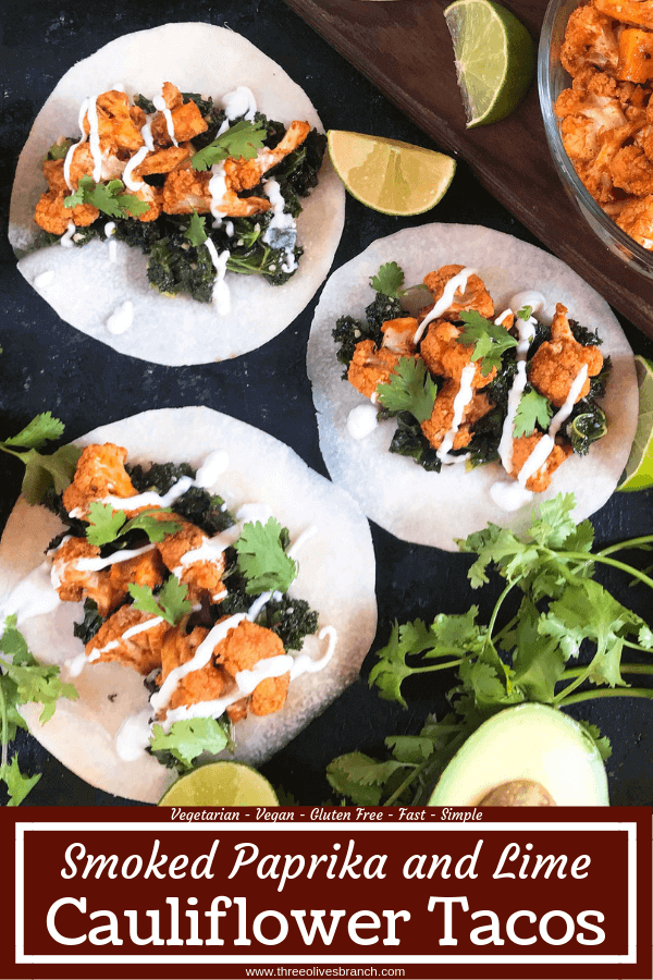 Simple and easy roasted cauliflower taco recipe seasoned with smoked paprika, lime, and Mazola corn oil. Vegetarian, vegan, and gluten free (gf). Fresh and simple Mexican recipe. Smoked Paprika and Lime Cauliflower Tacos #tacotuesday #mexicanrecipes #MakeItMazola #simpleswap #ad