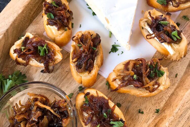Caramelized Onion and Brie Crostini