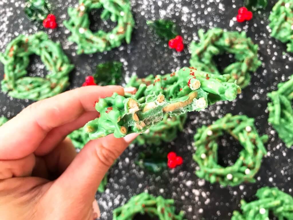 The inside of the no bake Christmas cookie