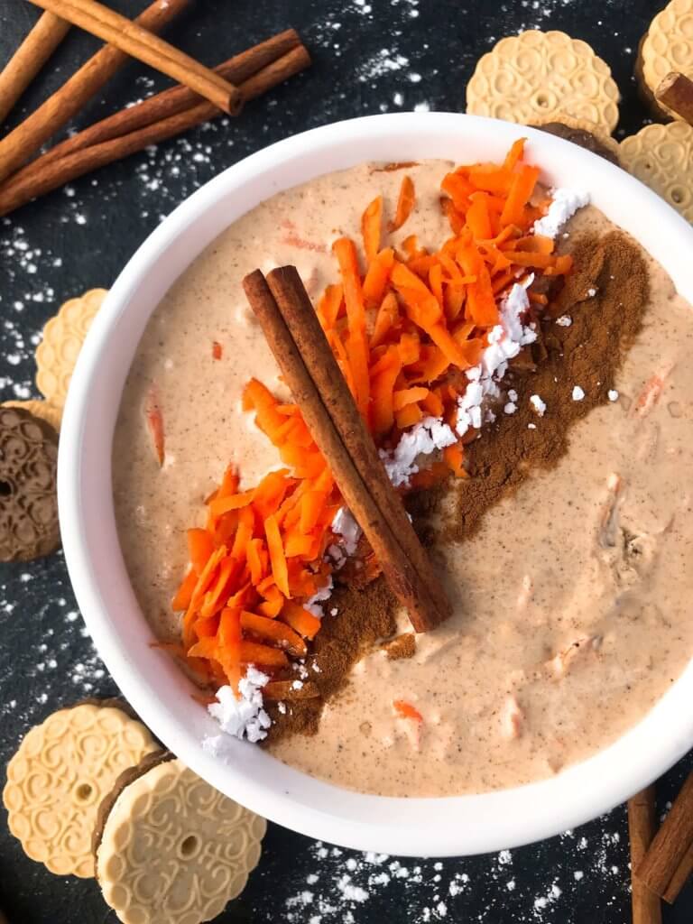 Simple and easy Carrot Cake Cream Cheese Dip recipe ready in 5 minutes. Fast spring or Easter dessert that is vegetarian and gluten free. #easterrecipes #easterdessert #carrotcake