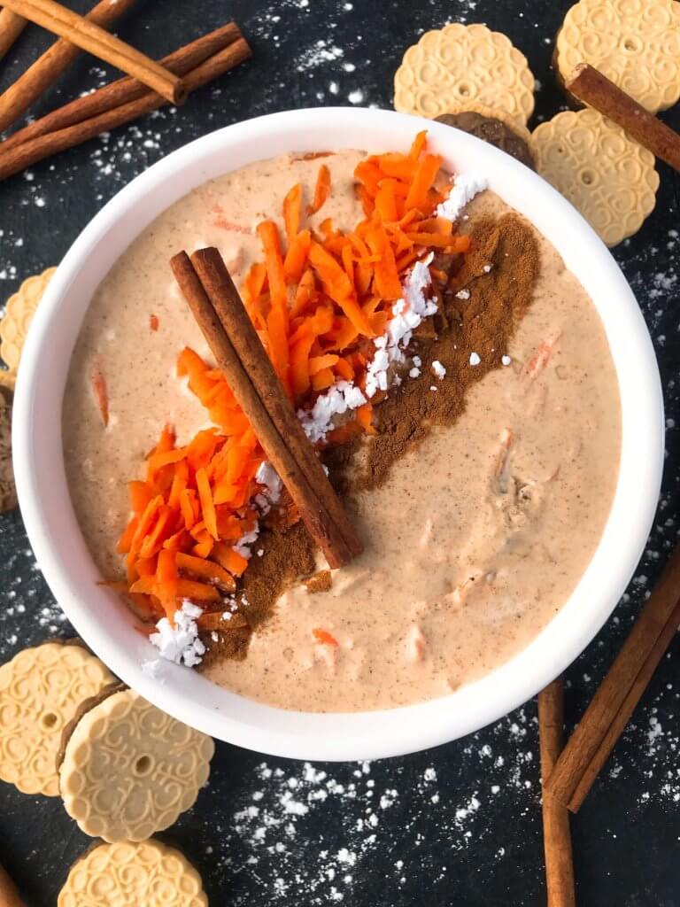 Simple and easy Carrot Cake Cream Cheese Dip recipe ready in 5 minutes. Fast spring or Easter dessert that is vegetarian and gluten free. #easterrecipes #easterdessert #carrotcake