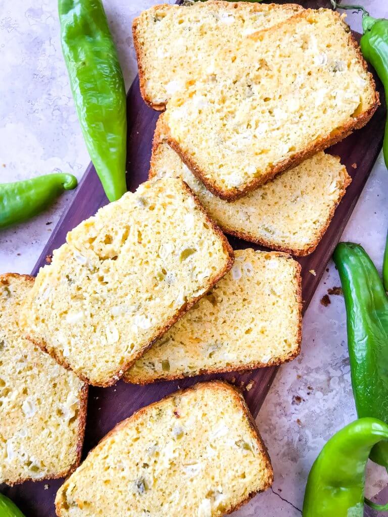 Slices of cornbread stacked 