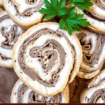 Pin of Horseradish Roast Beef Pinwheels with title