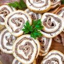 A pile of Horseradish Roast Beef Pinwheels