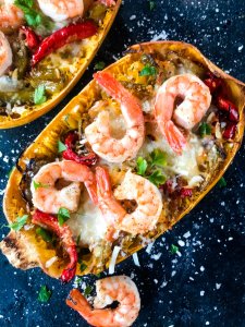 Keto Low Carb Shrimp Scampi Spaghetti Squash - Three Olives Branch
