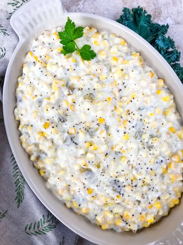 Creamy corn in a dish