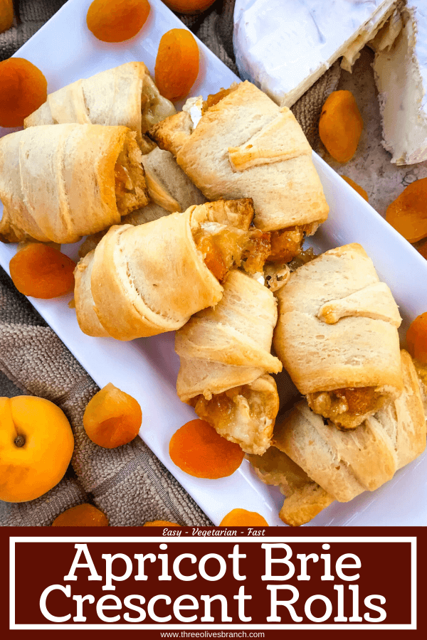 Apricot Brie Crescent Rolls are a cheese crescent roll recipe filled with apricot jam, dried apricots, and brie cheese. Fast and easy sweet bread recipe. #crescentrolls #cheesycrescentrolls #driedapricots
