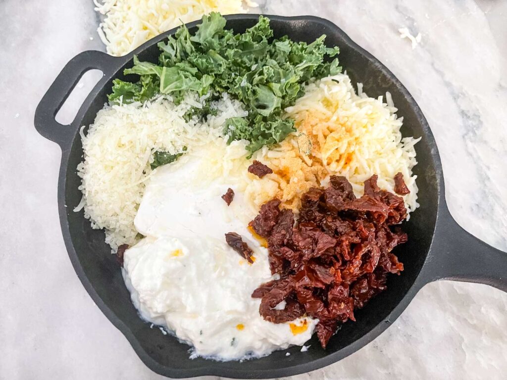 The ingredients sitting in a skillet