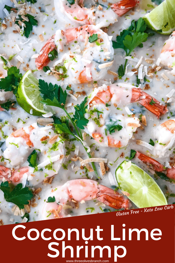 Coconut Lime Shrimp is ready in just 20 minutes! Gluten free and low carb Keto shrimp recipe cooked in a simple coconut milk and lime sauce. Serve with coconut rice. #coconutshrimp #coconutlime #shrimprecipe