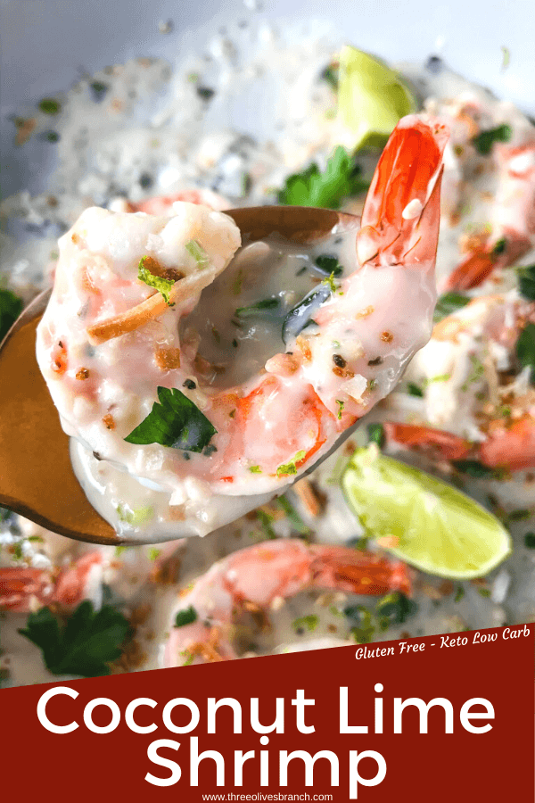 Coconut Lime Shrimp is ready in just 20 minutes! Gluten free and low carb Keto shrimp recipe cooked in a simple coconut milk and lime sauce. Serve with coconut rice. #coconutshrimp #coconutlime #shrimprecipe