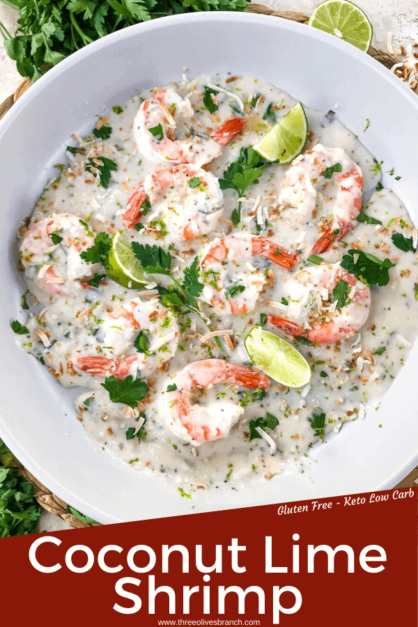 Coconut Lime Shrimp is ready in just 20 minutes! Gluten free and low carb Keto shrimp recipe cooked in a simple coconut milk and lime sauce. Serve with coconut rice. #coconutshrimp #coconutlime #shrimprecipe