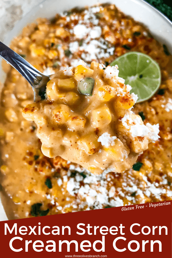 Mexican Street Corn Elote Creamed Corn is a simple homemade creamed corn recipe perfect for a Mexican, BBQ or Southern soul food meal. Corn is cooked with jalapeno, chili powder, lime, milk, and butter for a simple side dish. #creamedcorn #elote #mexicanstreetcorn