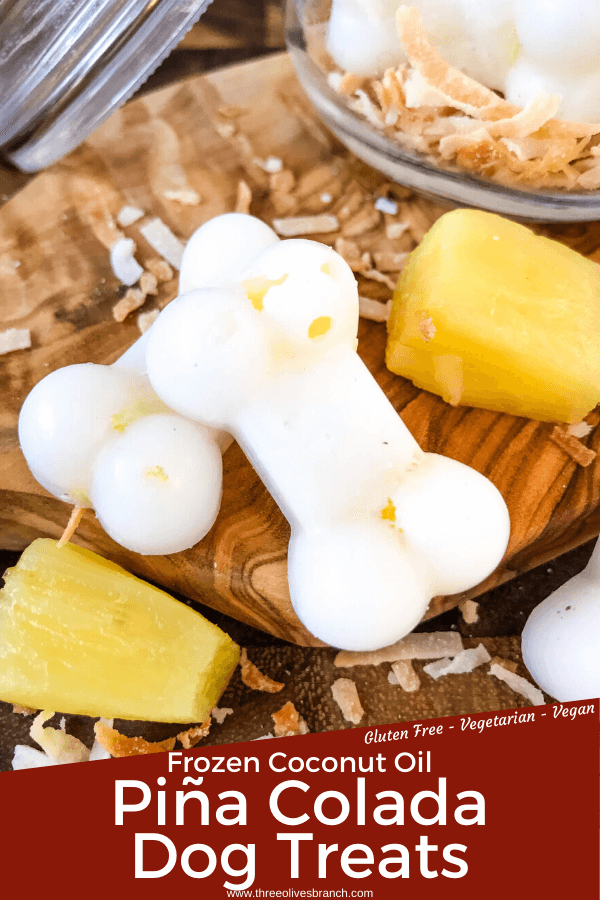 Frozen Pina Colada Dog Treats are a simple, healthy, easy DIY homemade dog treat recipe made with pineapple, coconut, and coconut oil which is great for their fur and skin. Check with your vet for any concerns. #homemadedogtreats #coconutoil #diydogtreats