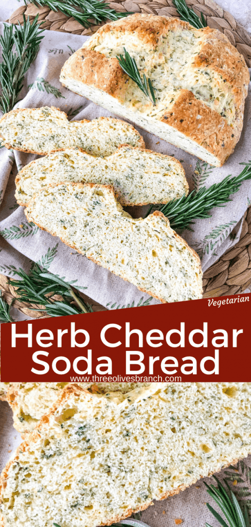 Irish Herb Cheddar Soda Bread Mini Loaf recipe is a simple no yeast cheese bread for St Patrick's Day. An easy homemade bread recipe. #irishbread #sodabread #homemadebread #noyeastbread