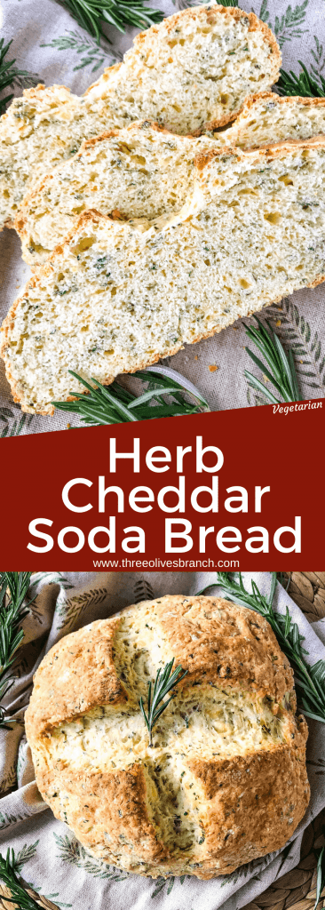 Irish Herb Cheddar Soda Bread Mini Loaf recipe is a simple no yeast cheese bread for St Patrick's Day. An easy homemade bread recipe. #irishbread #sodabread #homemadebread #noyeastbread